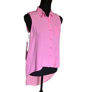 XXI Sheer Pink Sleevless button Down Top Women's S